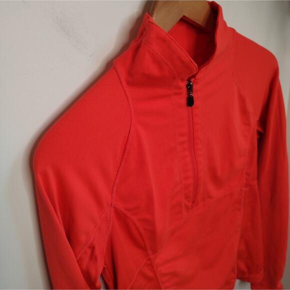 Kyodan Ruched Quarter Zip Reflective Mock Neck Jacket in Orange Size Large - Picture 3 of 8